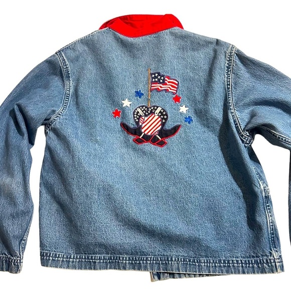 DON'T MESS WITH TEXAS Vtg Denim Blue Jean Jacket Embroidery & Beading Medium - Picture 5 of 12